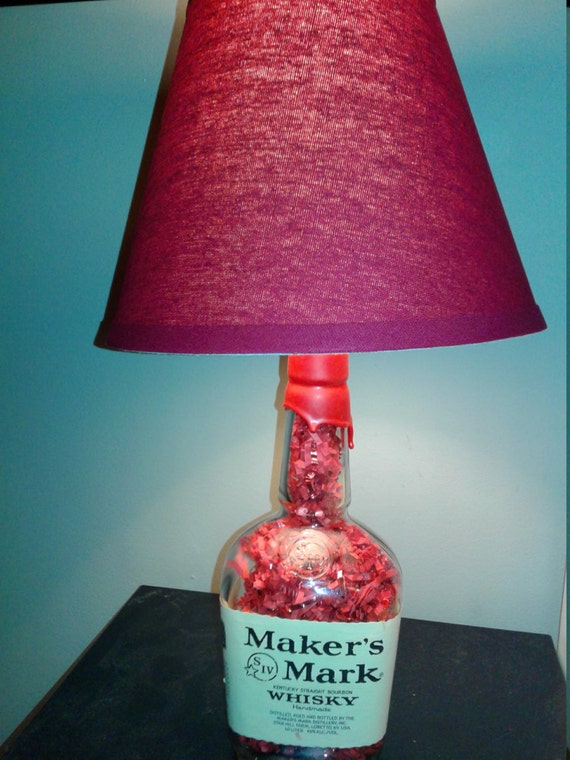 Makers Mark up-cycled bottle lamp