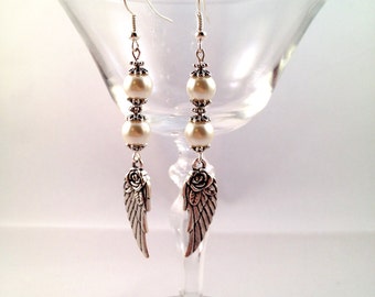 Silver earrings "White Rose"