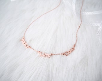 BIG SALE 30% OFF ** Multiple Names Necklace - Dainty Children Name Necklace - Tiny Names Necklace - Christmas Gift