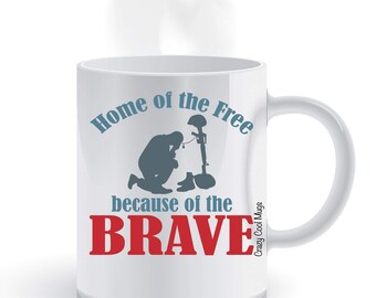 home of the free because of the brave mug