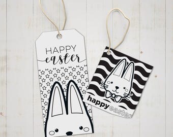 7 DIY coloring Easter gift tags activity for kids - Printable tags for Easter - Print, cut and colour diy Easter party favor for kids