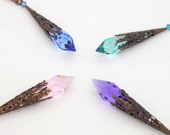 Blue Crystal Necklace Pink Crystal Necklace Teal Crystal Necklace Purple Crystal Necklace Blue Necklace Pink Necklace Teal Necklace Purple