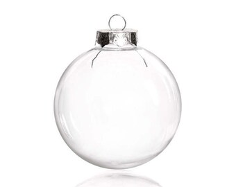 10 Pieces x DIY Paintable/Shatterproof Creative Christmas Decoration 3.15 Inch (80mm) Seamless Clear Plastic Ornament/Ball Silver Cap