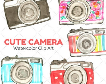 Camera Clip Art - Watercolor Clip Art - hand painted clip art - Hand drawn Clip Art - Commercial Use Scrapbook Supplies - Camera Art