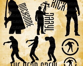 Walking Dead Silhouettes svg file, Walking Dead Clip art, Walking Dead svg, INSTANT DOWNLOAD - svg, png, dxf, eps, jpg
