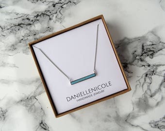 Dainty Turquoise Bar Necklace, Turquoise Pendant Necklace, Simple Necklace, Everyday Jewelry, Layering Necklace, Boho Jewelry, Boho Chic