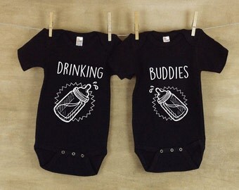 Drinking Buddies Onesies - Matching Jumpsuits Jumpers Twins Baby Babies Expecting Mother To Be Gift Cute Baby Shower Gift