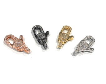 Micro Pave Clasps, Pave Lobster Claw Clasps, CZ Pave Clasps, Pave Findings, Lobster Clasps, Pave Lobster Clasp, Jewelry Findings, 24x9.5x5mm