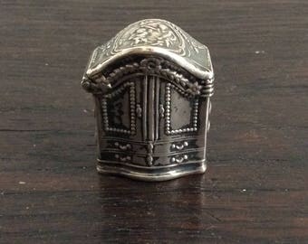 Antique Silver Snuff Box / Dutch / Vinaigrette / Hallmarked / Armoire / Cherubs