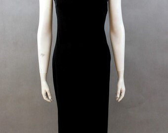 Velvet Vintage Dress - Long Velvet Dress - Velvet Retro Dress - Black Retro Velvet Dress - Female Velvet Dress - 80s Black Velvet Dress