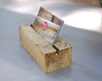Business Card Holder, Wood Business Card Holder, Natural Wood, Office Decor, Desk Decor, Card Holder, Business Card Display - FREE Ship