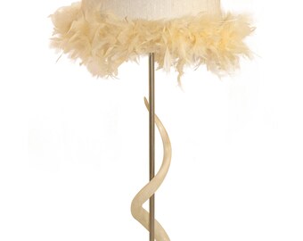 Kudu Bone Lamp with Feather Boa Lamp Shade