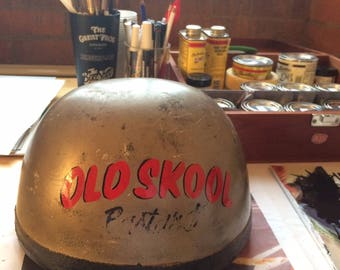Vintage hand painted pudding basin motorcycle helmet