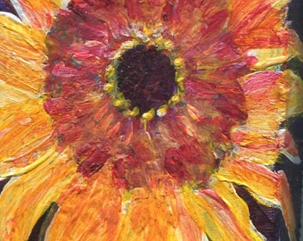 Sunflowers painting, Sunflower Art, Canvas, Easel, purple, blue and white vase, Original mini painting, flower painting, acrylic painting