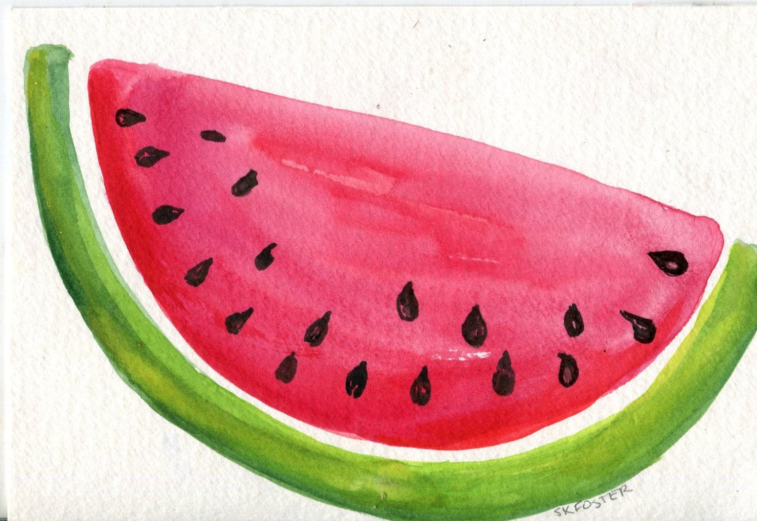 Watermelon watercolor painting original watercolor art 4 x 6