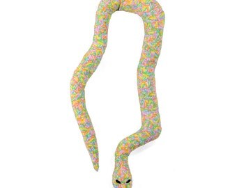 catnip snake, cat toy, kitty toy, catnip toy, cat snake toy, multi color candy print fabric