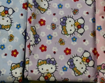 Hello Kitty Flowers butterflies Three colorways 100% cotton quilting crafting sewing fabric by Sanrio David Textiles