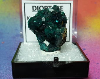 Sale DIOPTASE Top Quality Bright Teal Blue Green Crystal Mineral Specimen In Perky Box From Namibia