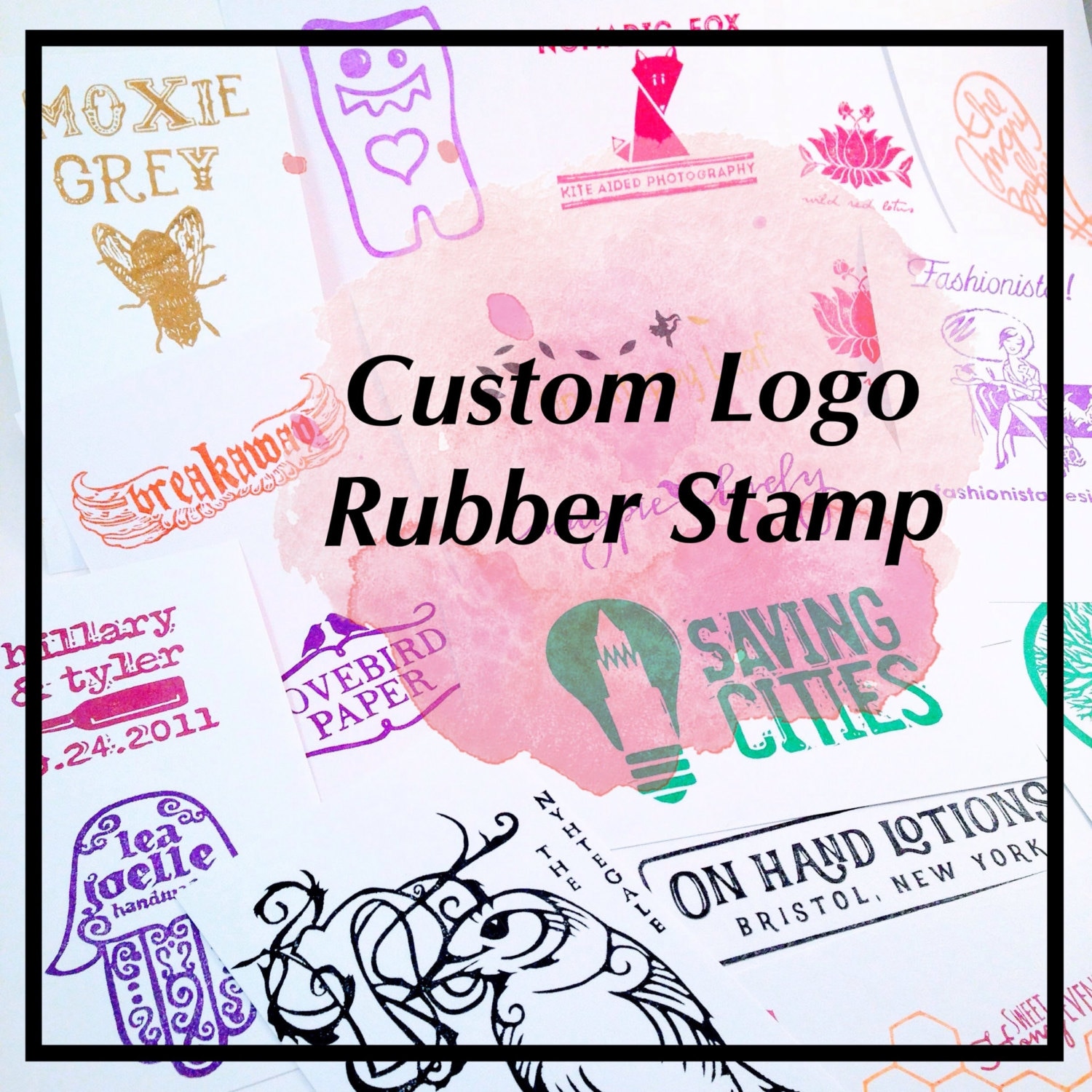 Custom Logo Rubber Stamp Hand Carved