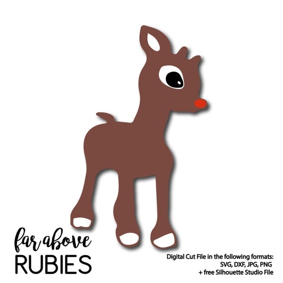 Download Rudolph the Red Nosed Reindeer SVG DXF png jpg digital cut