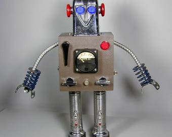 MAGNETO Found Object Robot Sculpture Assemblage