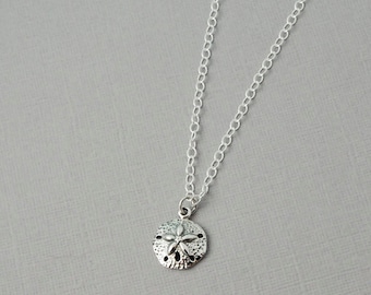 Sand dollar charm necklace / Silver sand dollar / Sterling silver