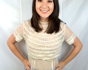 Lovely 1950s 50s Vintage Sheer Top Blouse - By Jami