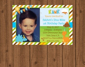 Dinosaur Birthday Invitation, Dinosaur 1st Birthday Invitation, Boys Dinosaur Invitation, Printable Invitation