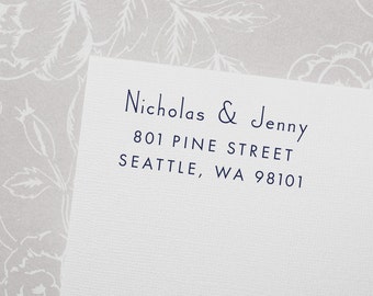 Return Address Stamp, Self-Inking Address Stamp, Custom Stamp, Personalized Stamp, Wedding Stamp, Mid Century Modern, Wood Stamp - Style #49