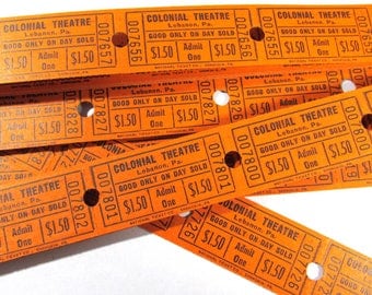 Movie Theater Tickets VINTAGE Theatre Tickets Fifty (50) Tickets Cardboard Vintage Scrapbooking Collage Jewelry Altered Art (M96)