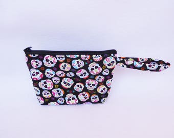 Mini Sugar Skulls print / Dia De Los Muertos (Day of the Dead) Makeup Bag