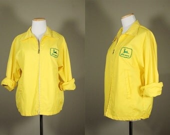 JOHN DEERE Work Jacket + Vintage 60s Work Wear + Bright Yellow Jacket + Vintage John Deere Patch + John Deere Logo Jacket + Cotton Jacket +