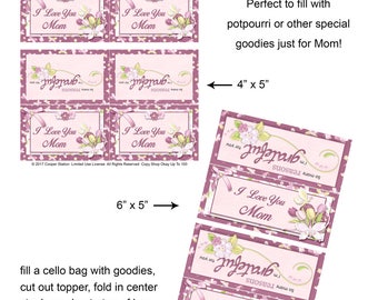 Printable Mothers Day Bag Topper - Digital Bag Topper - Gift For Mom - Treat Bag Topper - Potpourri Bag Topper