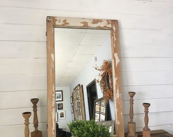 Rustic Mirror, White Mirror, Window Mirror, Decorative Mirror, Vanity Mirror, Bathroom Mirror, Home Decor, Large Mirror, Living Room Mirror