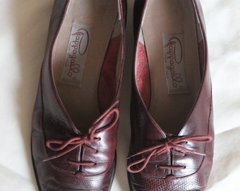 Vintage 70's Pappagallo Burgundy Leather Oxford Flats Women's size 8