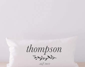Lumbar Pillow - Personalized Last Name With Laurel, home decor, wedding gift, engagement present, housewarming, cushion cover, throw pillow