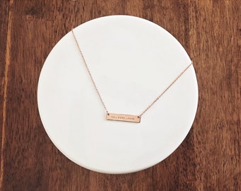 Custom Date, Personalized Rose Gold Bar Necklace, Custom Bar Necklace, Roman Numerals, Personalized Bar Necklace, Valentines Day Anniversary