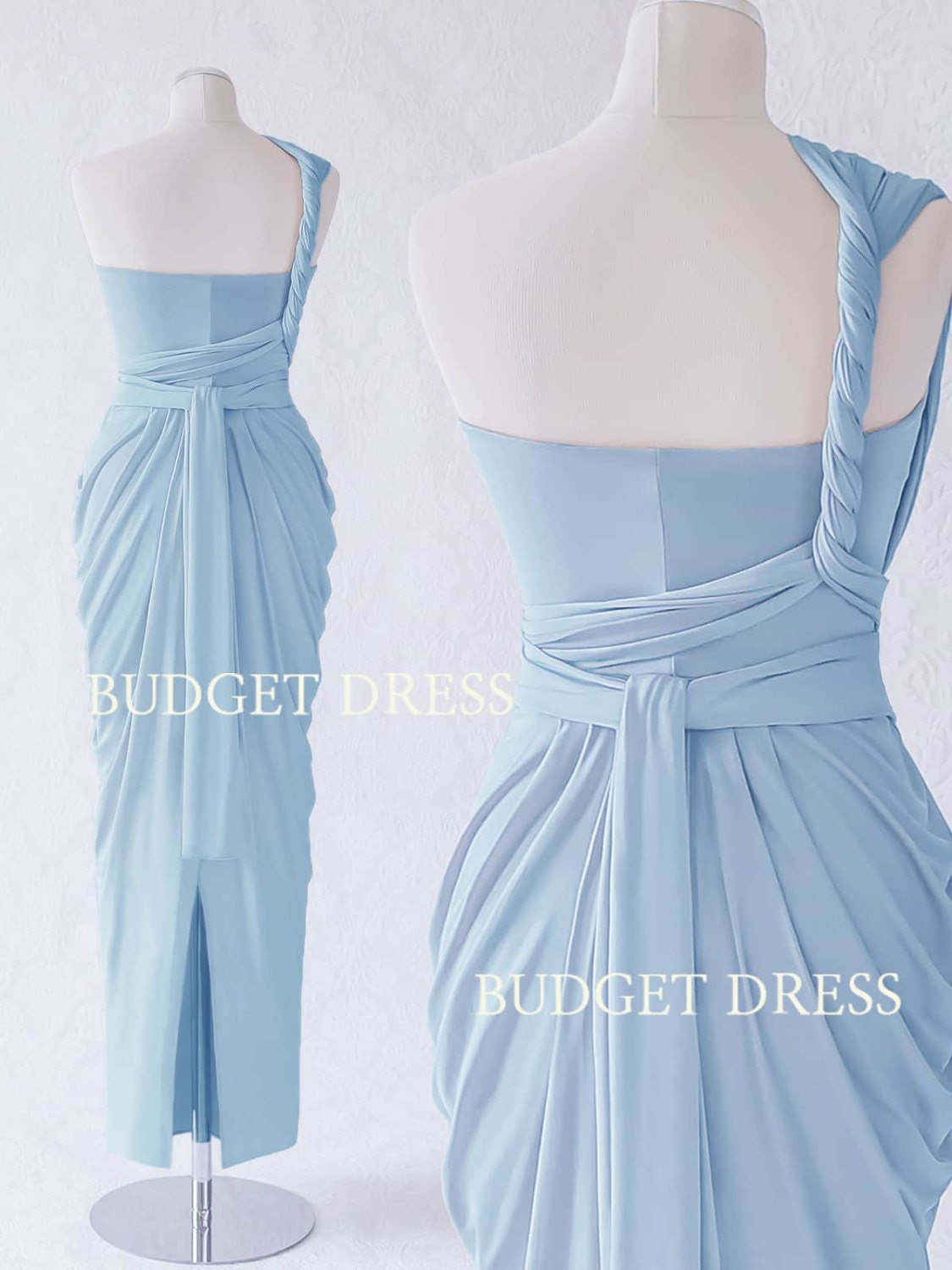 Powder Blue Convertible Bridesmaid Dresses Pastel Color