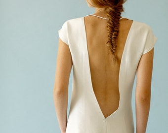 MELISSA / bridesmaid dress, bridal gown with open back, Deep v neckline dress Romantic simple wedding dress, low back dress, victoriaspirina