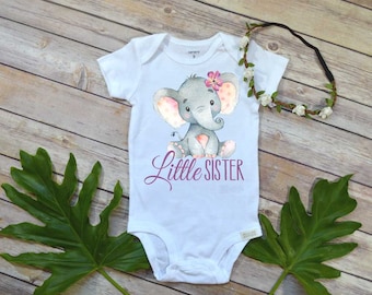 Little Sister Shirt, Elephant Theme, Little Sister Gift, Boho Baby Shirt, Little Sister bodysuit, Baby Shower Gift, Little Sister shirt,