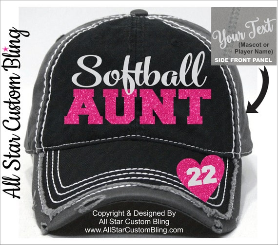 Softball Aunt Distressed Baseball Hat Softball Aunt Hat Hat