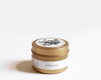 Wild Peony Gold Travel Soy Candle