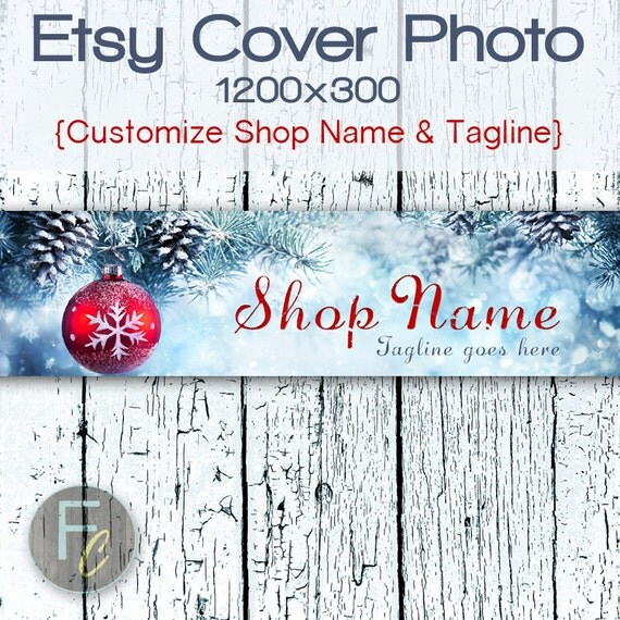Etsy Shop Cover Photo 1200x300 Premade Christmas Red Ornament
