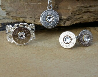 Bullet Jewelry Set- Handmade. Includes Earrings, Necklace and Ring.
