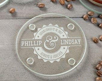 Wedding Coasters, Glass Coasters, Personalized Coasters, Engraved Coasters, Wedding Favors, Silver Coasters, Custom Coasters, Wedding Gift