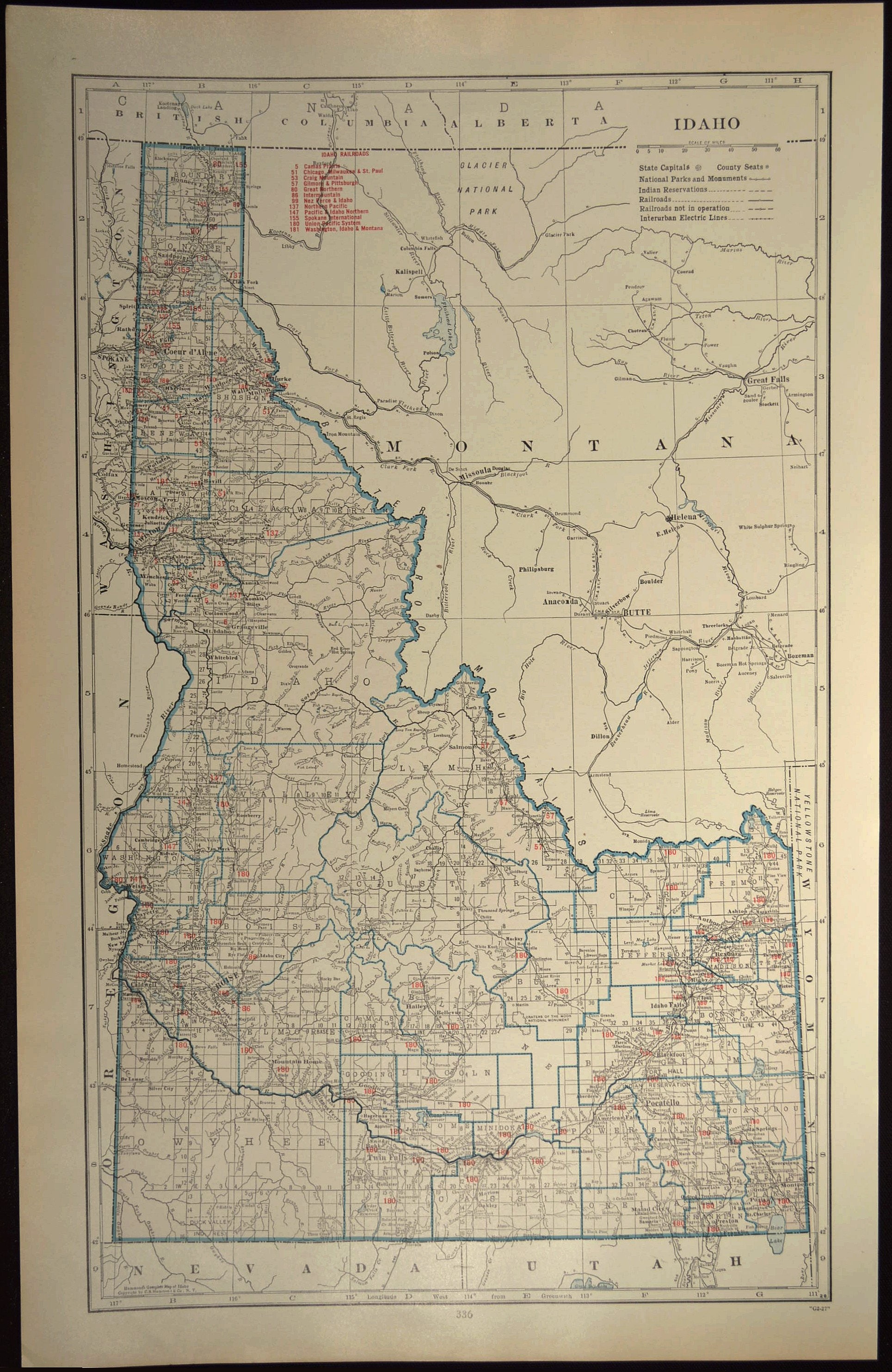Idaho Railroad Map LARGE Railroad Map Idaho Wall Art