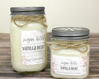 Soy Candles Handmade - Vanilla Candle - Mason Jar Candles - Gift for Women - Scented Candles - Teacher Gifts - White Candles - Vanilla Bean