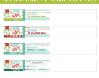 2017 LDS Primary Sharing Time Assignment Wristbands - Choose the Right