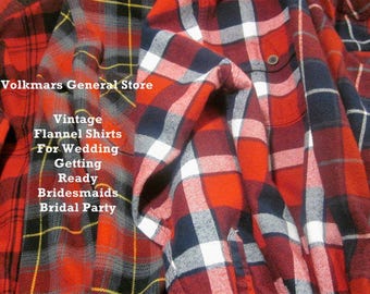Wedding Getting Ready Bridal Bridesmaids Flannel Shirts Custom Order Oversized Boyfriend Style Hipster Grunge Look Comfort Casual Country