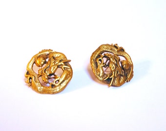 Vintage Dragon Earrings in Gold